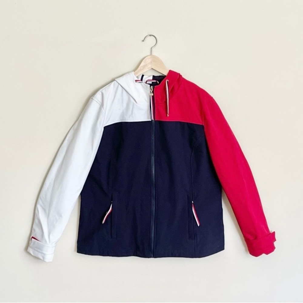 Tommy Hilfiger Anorak Color Block Full Zip Hooded Rain Jacket Women’s XXL